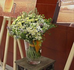 Полевые цветы и колосья. Оформление презентации в офисе компании Эфес