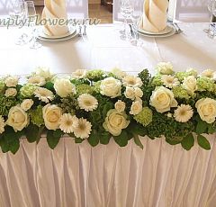 Стол жениха и невесты Бело-зеленая классика
