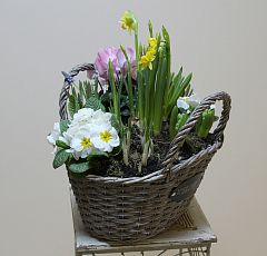 Корзина-сумка с первоцветами