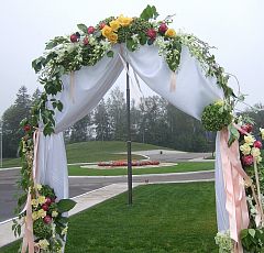  Свадебное оформление в гольфклубе Целеево — Цветочная арка для регистрации.